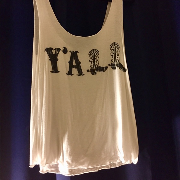 B_envied Tops - 👢 B_envied Y’ALL Cream Tank Top with Cowboy Boots